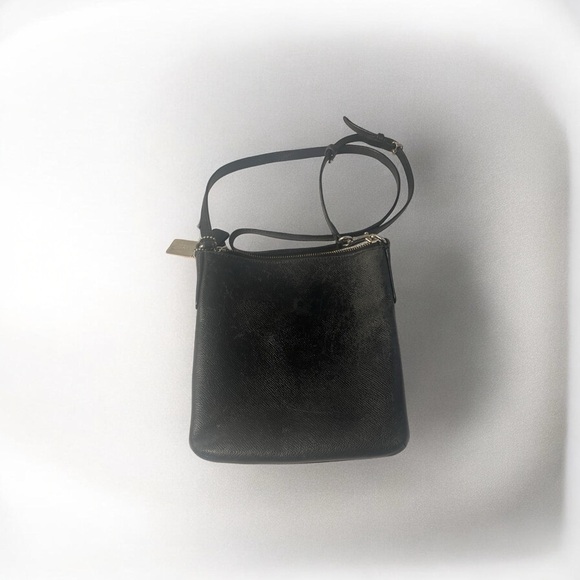 Coach Black Textured Leather Crossbody Bag With Gold Accents - Picture 2 of 6